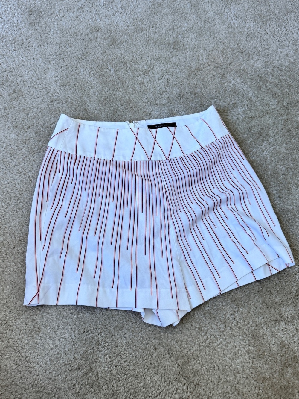 BCBGMaxAzria White Shorts with Red Pinstripe Skort